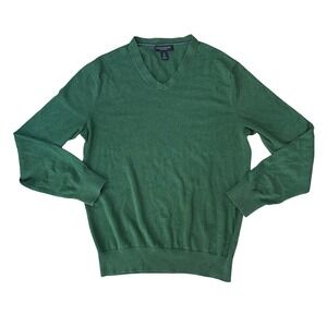 Banana Republic Luxury Blend V-Neck Sweater MenMedium Green Silk Cashmere Preppy